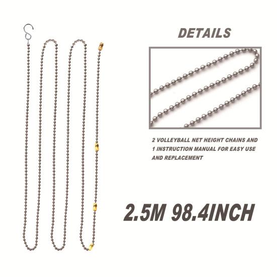 2Pcs Height Chains with Hooks Accurate Appropriate Length Measuring Non-corrosive Volleyball Net Height Chains Training Equipment
