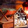 Wooden Christmas Nativity Scene Dining Table Decoration Farmhouse Holiday Layered Tray Decoration Home Decoration