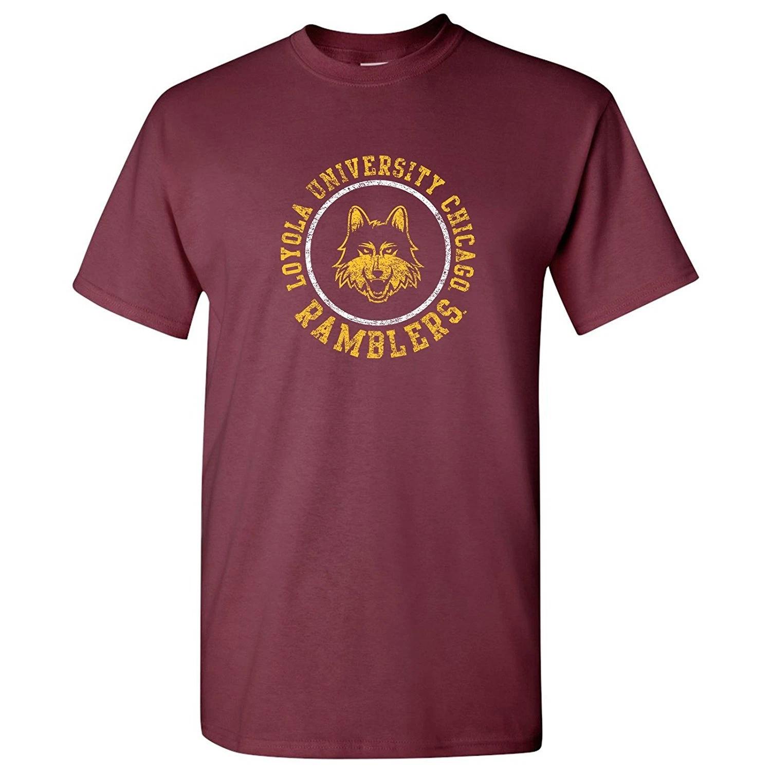Loyola University Chicago Distressed Circle Logo Licensed T-Shirt - Maroon 3XL