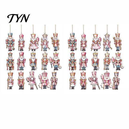 Decorative Hanging Pendants for Holiday Christmas Nutcracker Ornaments Tree, Wooden Soldier Tree Xmas Party Window Decoration, 2D Flat Decor