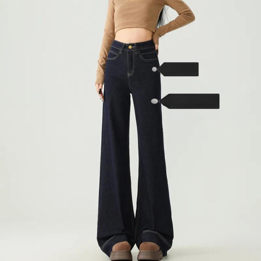 F001 Personality Trend Wide Leg Jeans Women's Spring and Autumn New High Waist Loose Drape Straight Floor Mopping Jeans