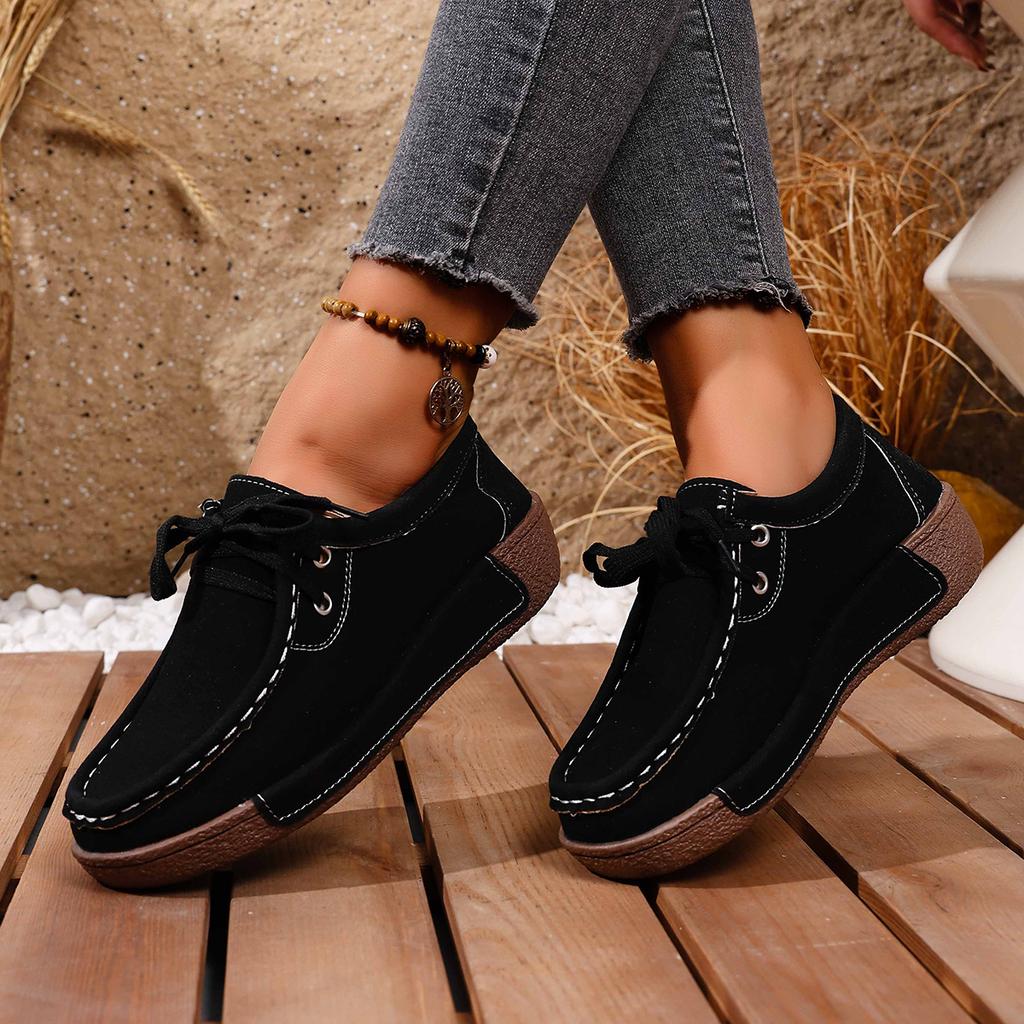 Women Fashion Casual Shoes Ladies Spring Autumn New Round Toe Lace-up Sneakers Wedges Thick Sole Women's Vulcanize Shoes