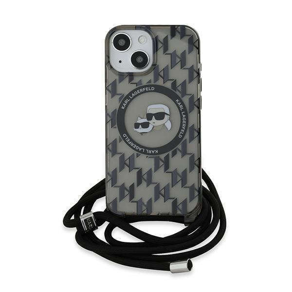 Karl Lagerfeld Klhmp15Shckcklck Iphone 15 / 14 / 13 6.1 Czarny/Black Hardcase Iml Crossbody Monogram Karl & Choupette Head Magsafe