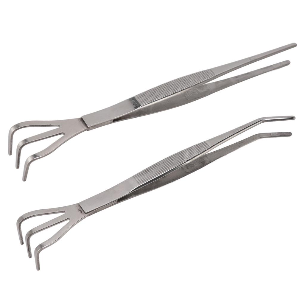 Root Rake with Tweezer 3 Prong Stainless Steel Loosen Soil Bonsai Tree Tools with Ergonomic Handle
