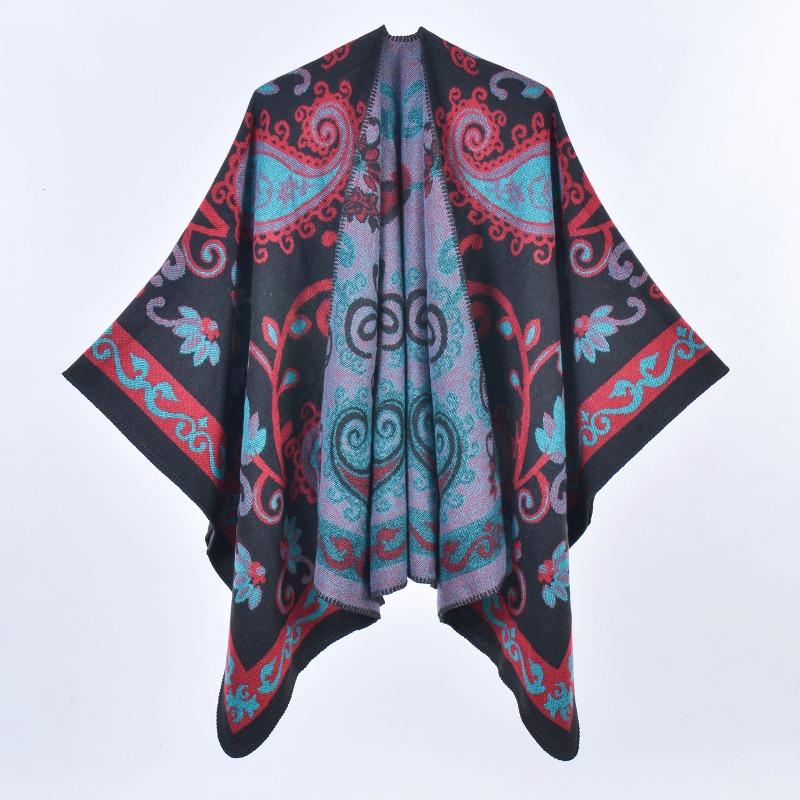

Autumn and winter retro cashew flower thickened shawl street cloak scarf 130x150cm