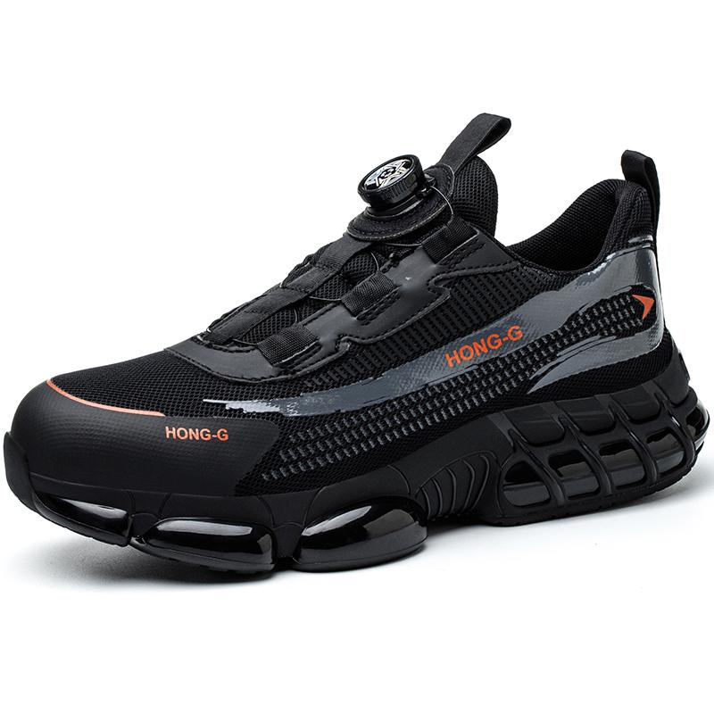 Yeni İş Ayakkabıları Erkek Kaliteli Döner Düğmeli Erkek Güvenlik Ayakkabıları Darbeye Dayanıklı Delinmeye Dayanıklı Yıkılmaz Ayakkabılar İş Güvenlik Botları