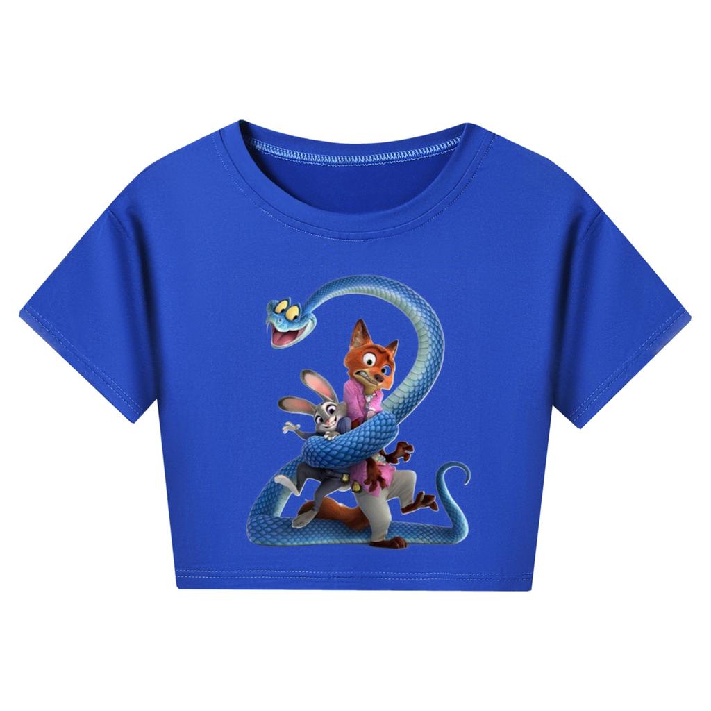 Fashionable Round Neck Short Sleeve Work Clothes Printed Tops For KID Summer Tops