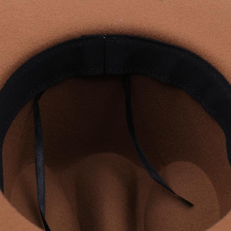 Khaki Wool Women Fedora Hat Wide Brim Hats Elegant Lady Gangster Trilby Felt Homburg Church Jazz Hat Men Cowboy Hats