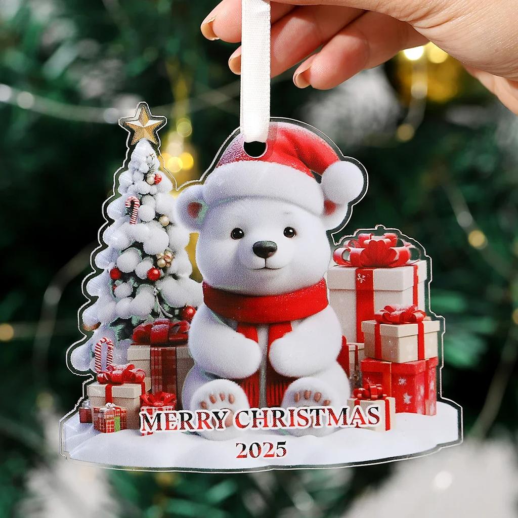 Cartoon Bear Christmas Pendant Ornaments Cute Polar Bear Panda Xmas Tree Hanging Pendant Decoration Home Car Decor Navidad Gifts