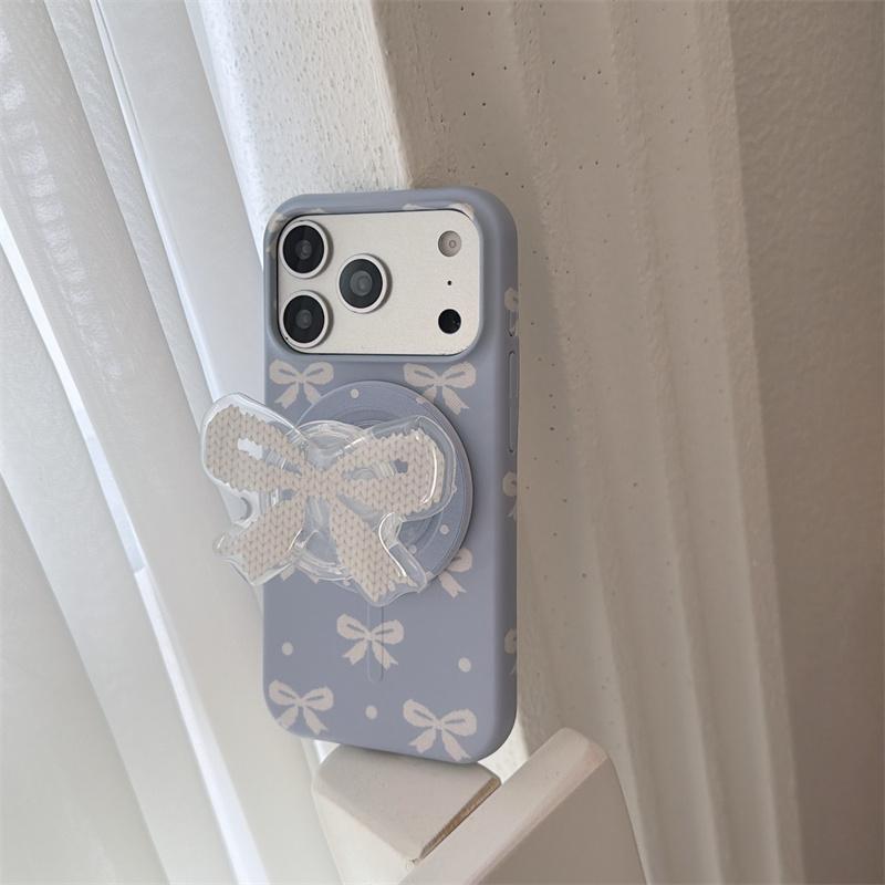 New Blue Bow Tie Magnetic Phone Case For iPhone 16 Pro 15 14 Pro Max 15 Promax Cover For Magsafe Stand Shockproof Cases Girl