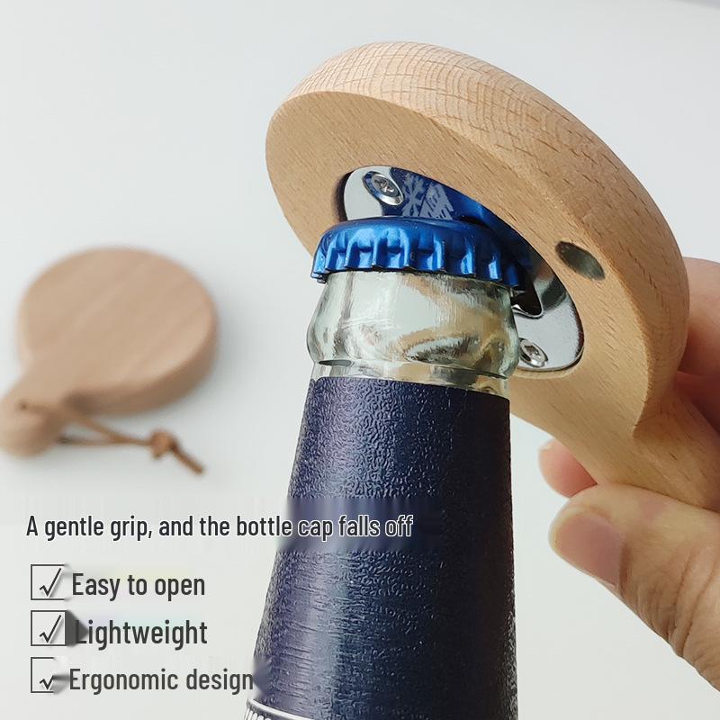 Engraved Beech Wood Magnetic Bottle Opener and Refrigerator Magnet