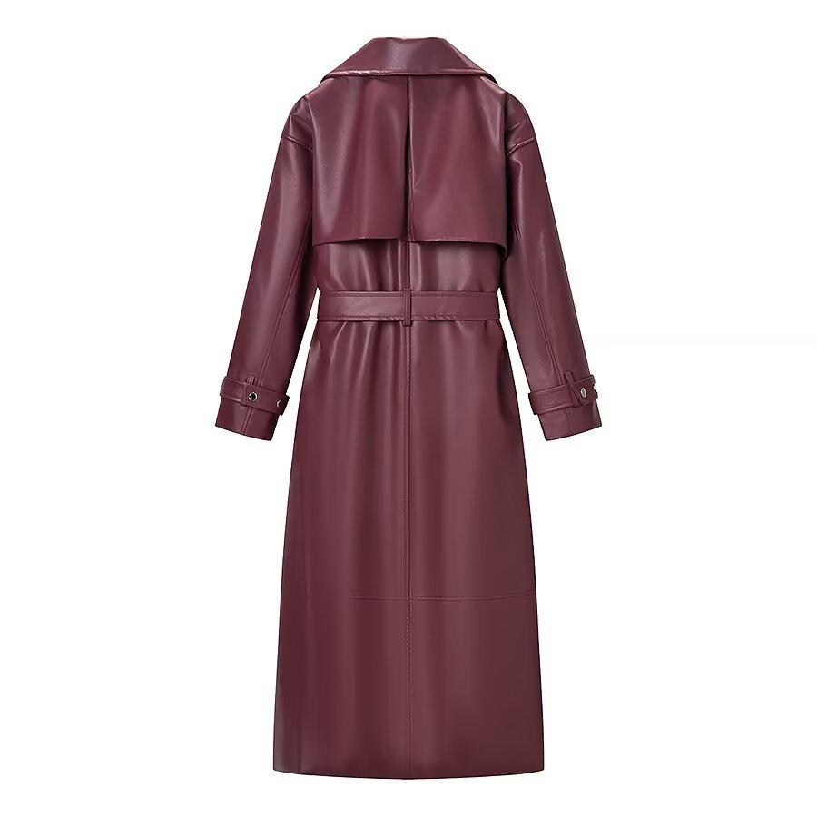 European and American style, new women's clothing, fashionable, casual, versatile, fashionable, long leather coat