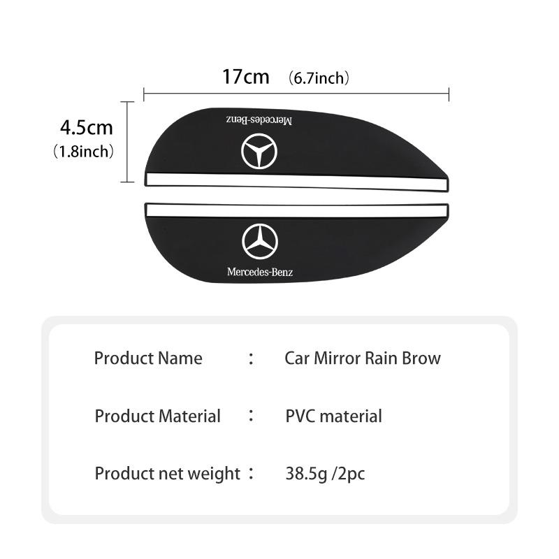 BAD1 For Benz 2PCS Car Logo Rearview PVC Mirror Rain Eyebrow Auto Mirror Accessories AMG Exclusive A C E R V Class CLA CLS C180 C200