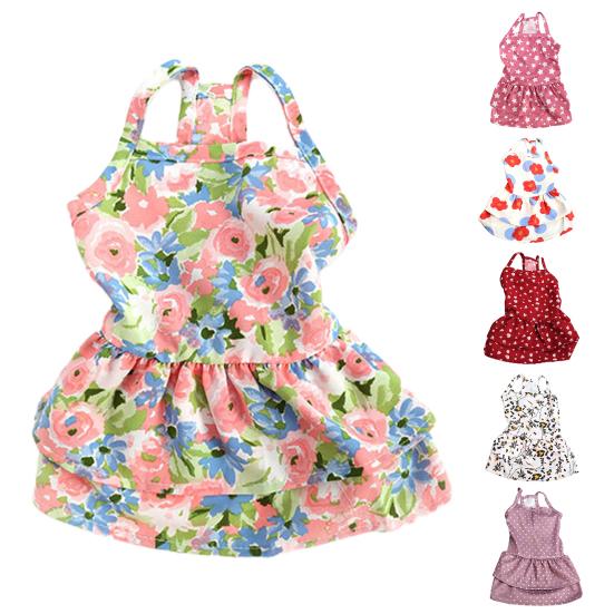 Dog Dress Eye-Catching Cartoon Pattern Vibrant Color Summer Small Dog Princess Cosplay Costume for Home Wear