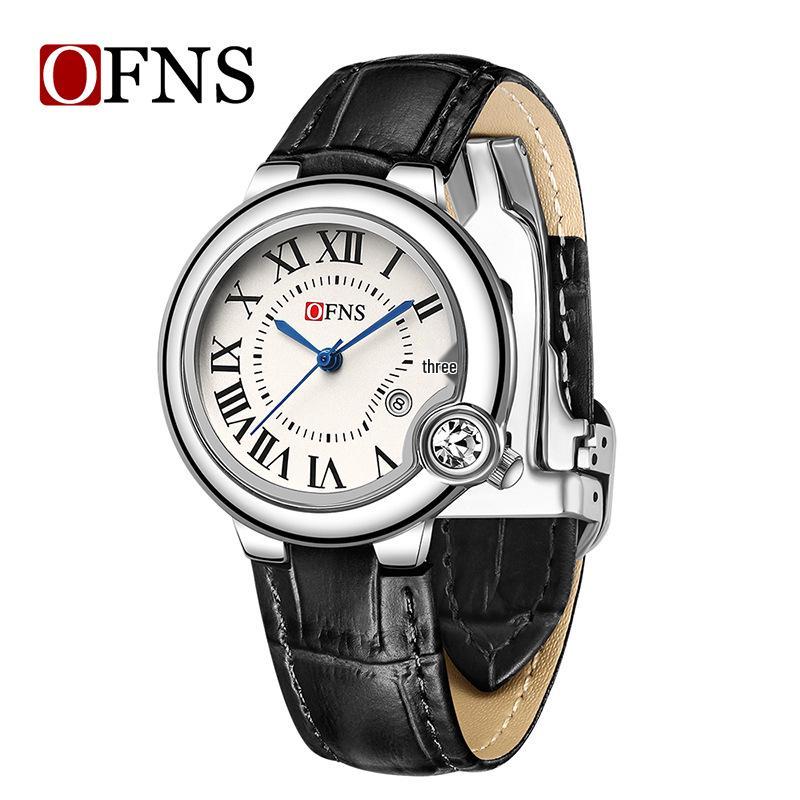 OFNS Roman Numeral Quartz Watch: Square, Waterproof, Calendar, Unisex Design for Casual Wear