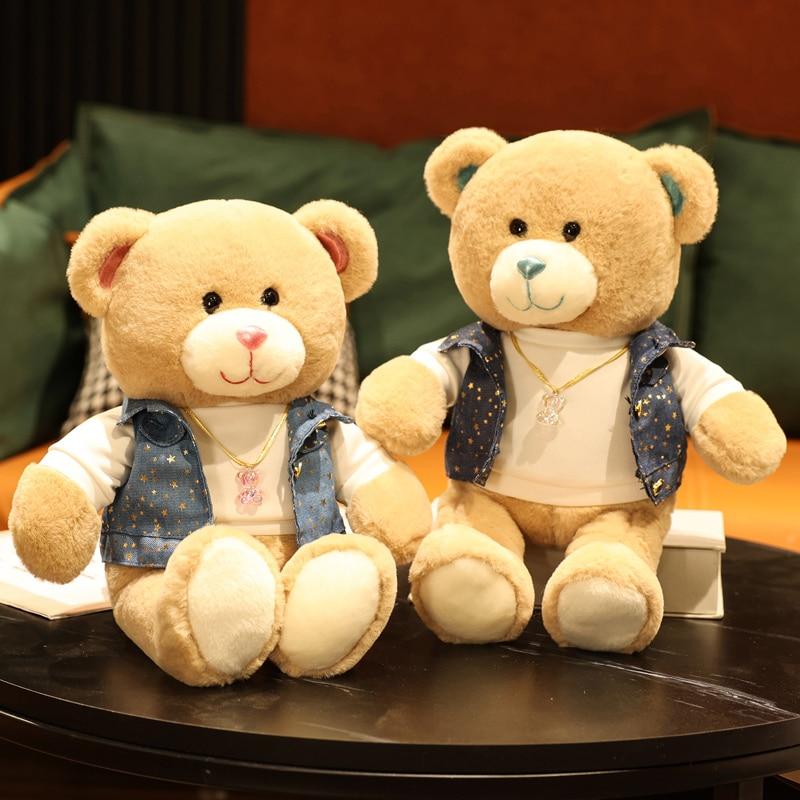 1pc 32 /40cm Stuffed Kawaii Soft Vest Teddy Bear Plush Toys Cute Animal Bear With Clothes Dolls Lovely Gift Pillow For Baby Kids