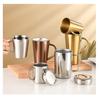Tasse en Acier Inoxydable Double Paroi Plaqué Titane avec Poignée - Anti-Brûlure, Isolation Thermique pour Café, Thé et Eau