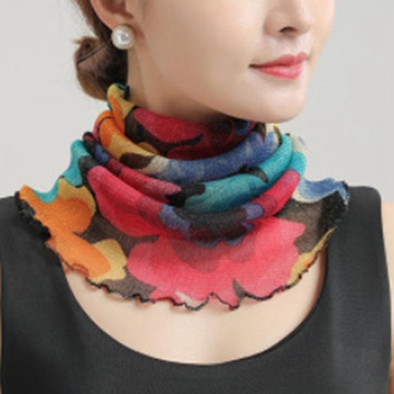 Fashion Veil Multi-Functional Small Scarf Neck Guard Mask Headband Lightweight Design for Riding Outdoor Travel Daily Commute Sun Protection