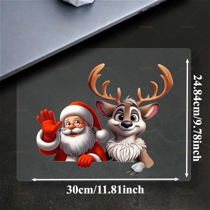 

1pc Santa Claus and Reindeer Decorative Sticker Waterproof for Car Window Body Motorcycle Tailbox Refrigerator Glass Vinyl Decal 30X24.84CM