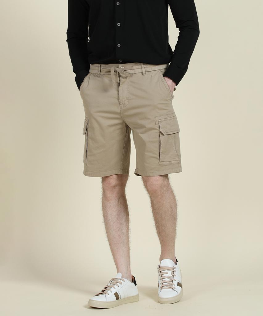 PANICALE Beige Drawstring Cargo Shorts