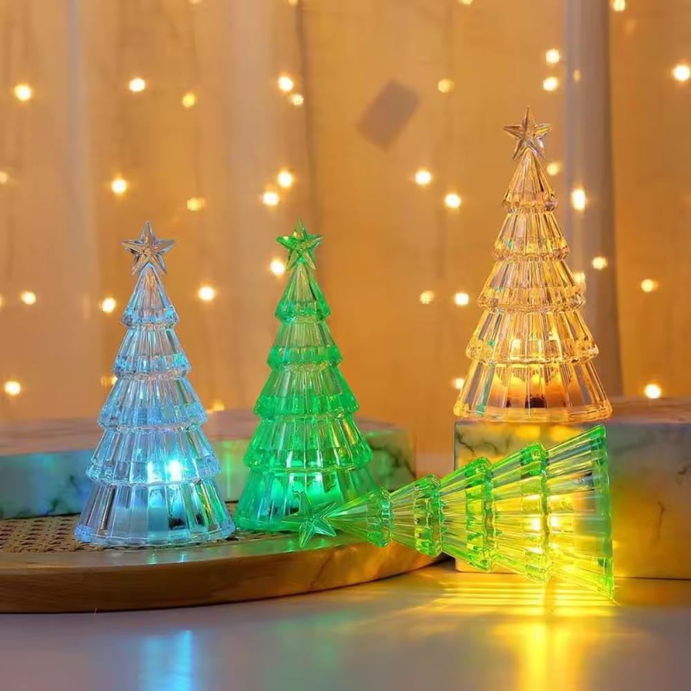 Colorful Christmas Tree Night Light Luminous Christmas Desktop Ornament Desktop LED Lamps  Kids