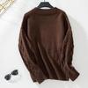 Vintage Knitwear Sweater Loose Long Sleeve V-Neck Pullover Solid Color Top Autumn Winter
