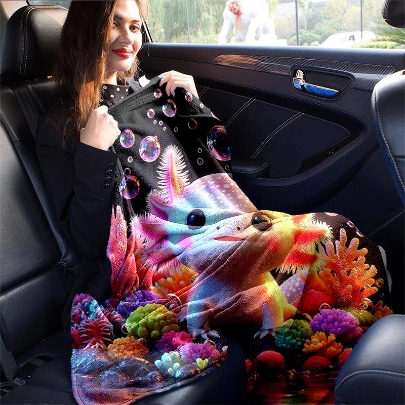 1 szt. Axolotl Koc Bąbelkowy Miękki Koc do Dekoracji Pokoju, Idealny Prezent, Salon, Podróż, Kemping, Kocy do Samochodu, Plaża