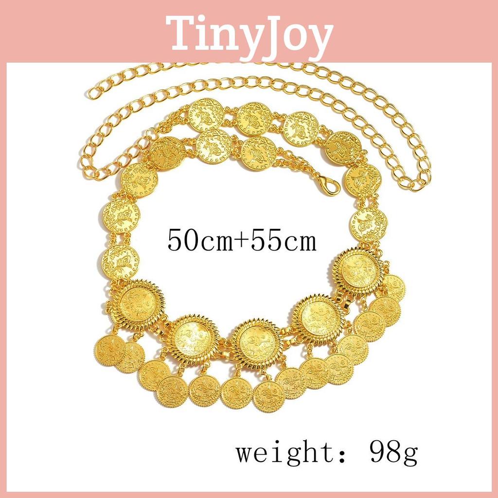 Middle East Fashion Gold Metal Coin Tassel Waist Chain For Women Summer Accessories