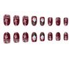 24 Stück rote, glitzernde, kurze, ovale künstliche Fingernägel mit Schneeflocken-Weihnachtsmann-Motiv, 3D-Drucknagel zum Aufkleben für die Weihnachtsfeier