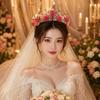 Metal Princess Floral Tiara Rose Flower Shiny Rhinestone Crown Luxury Baroque Crown  Prom