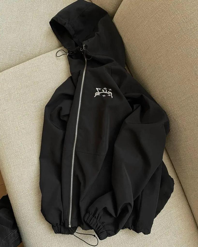 Corta-vento com Capuz e Zíper 2099 Tide Street Color Block Bordado