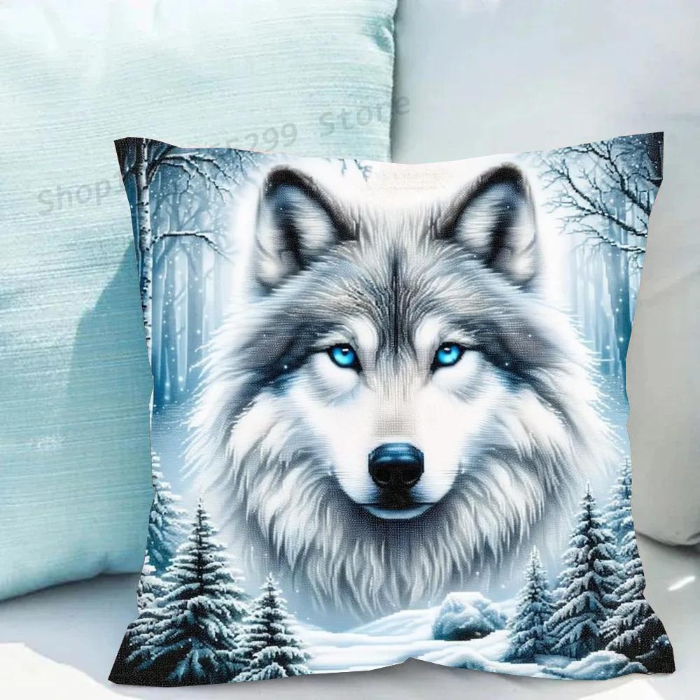 1pc Animal Wolf Pillow Case Square Bedroom Sofa Leisure Comfort Cushion Car Living Room Home Decoration