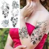 Black Flower Temporary Tattoo For Women Adultsl Fake Peony Rose Dahlia Lotus Tattoo Sticker 3D Body Art Bouquet Sexy Tatoo Paste