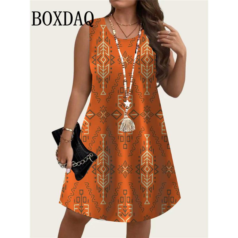 Tie Dye Purple Flowers 3D Printed Dresses For Summer 2026 Women Sundress Loose Sleeveless Dress Casual Retro Plus Size Dress 6XL