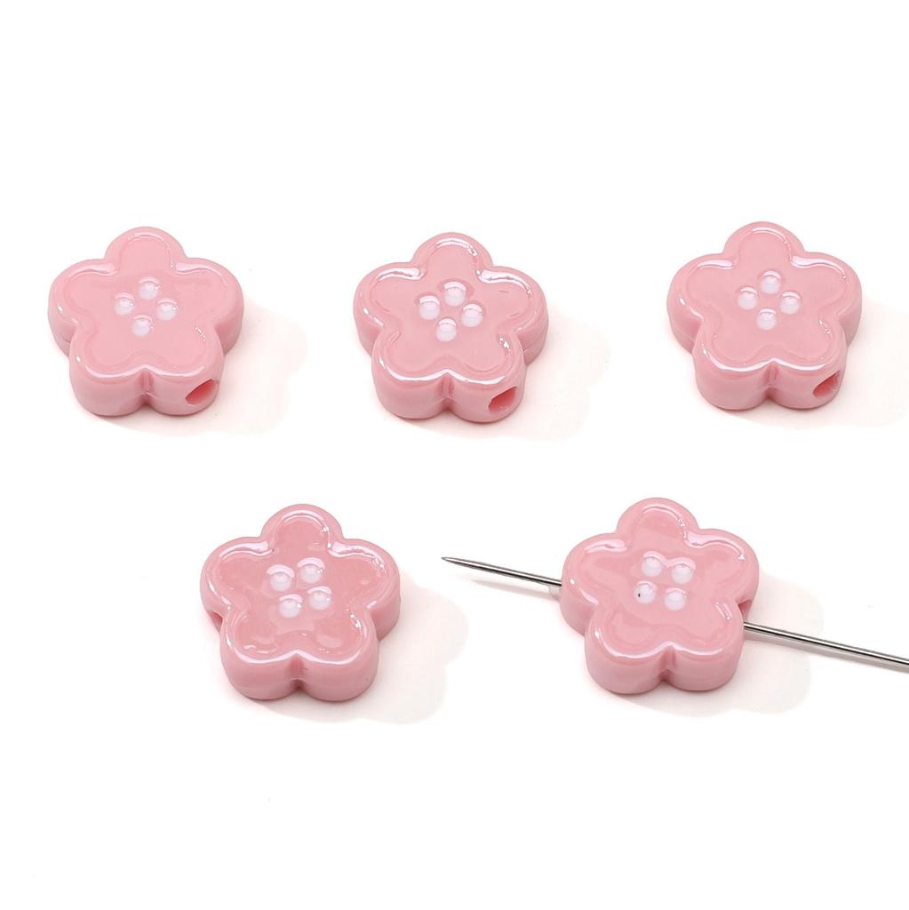 Acrylic Dopamine Oil Droplets Flower Button Beads for DIY Jewelry 1 Set