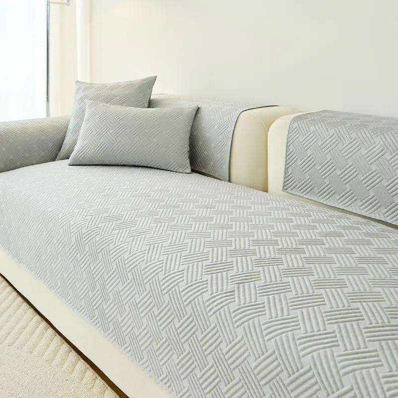 Ice Silk Twill Weave Sofa Cover Living Room Summer Cool Feeling Sofa Cushion Nonslip Modern Universal Sofa Cushion Home Cool Mat