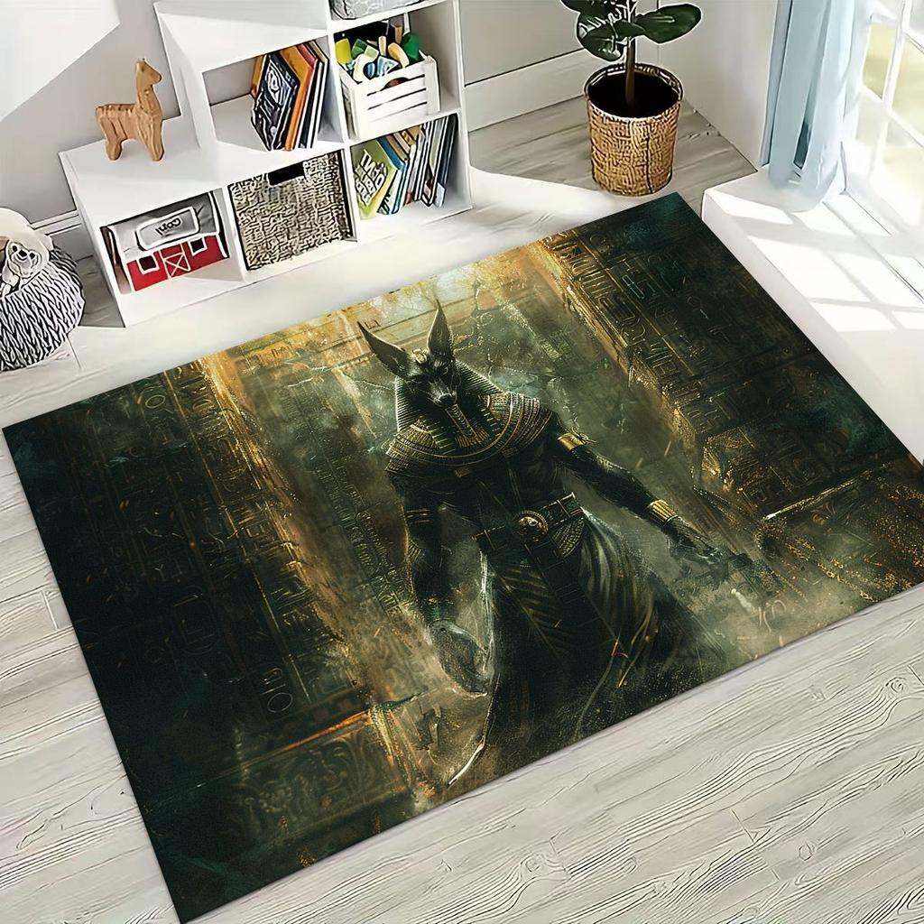Ancient Egyptian God Dead Anubis Pharaoh Tutankhamun Mask Rug Carpet for Bedroom Living Room Sofa Doormat Decor,Non-slip Mat
