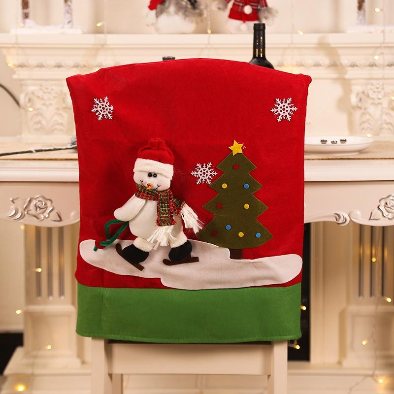 Christmas Decoration Chair Cover Santa Claus Snowman Reindeer Chair Cover Christmas Party Dinner Home Holiday Chair Decoration