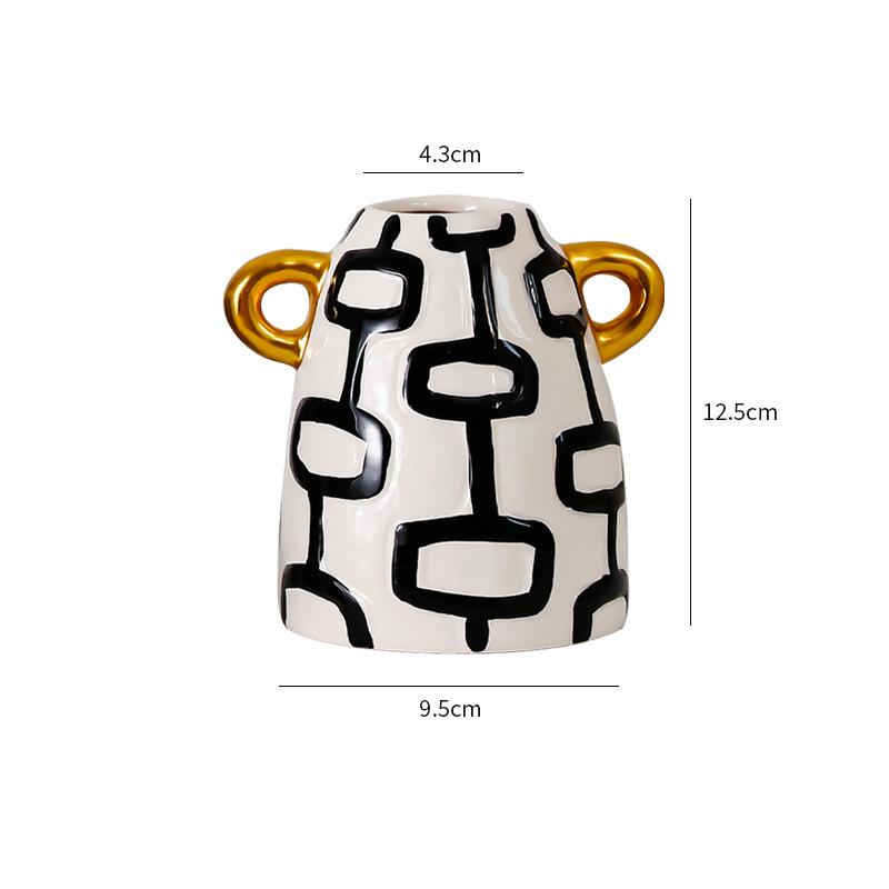 

Black and White Stripes Ceramic Vase Desk Decoration Flowers Arrangement Artificial Flower Decorative Vases Room Aesthetic Decor
