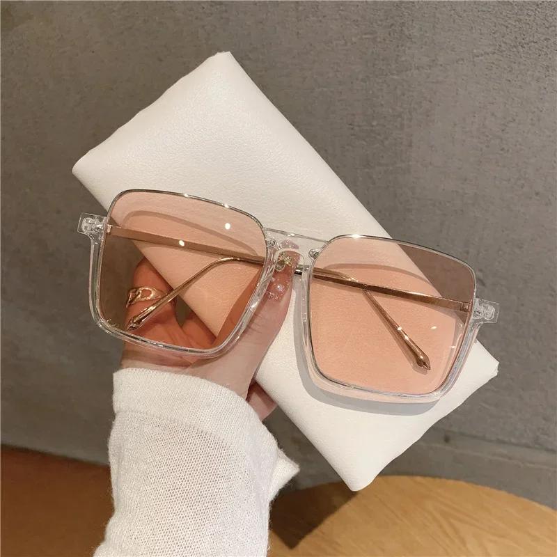 Sunglasses Women Men Oversize New Luxury Brand Design Retro Travel Drive Semi-Rimless Square Frame Vintage Sun Glasses Unisex
