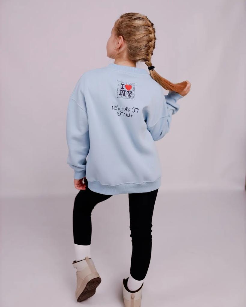 Mädchen Oversize Warmes Sweatshirt – Bedruckter Text, Winter, 6416-025-33 HC