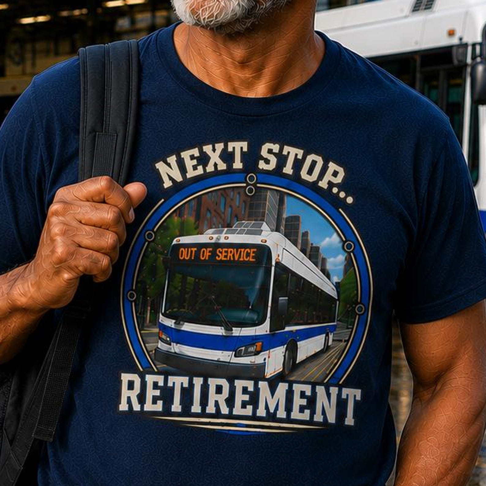 Next Stop...Retirement Bus Driver T-Shirt | Transit Operator Retirement Gift | Bus Driver Retiree Tee | Out of Service Shirt L