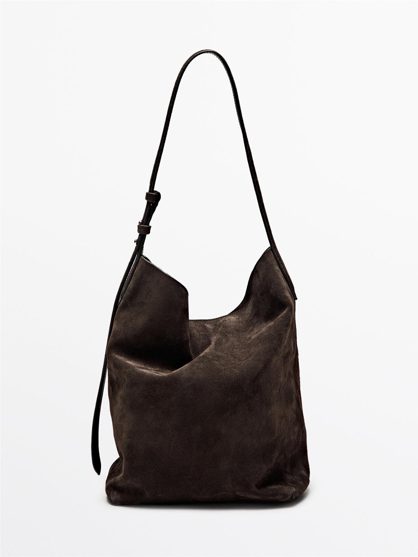 Autumn Winter Suede Bucket Bag Drawstring Lychee Pattern Women s Crossbody Bag Vintage Style Single Shoulder Handbag темно-коричневого