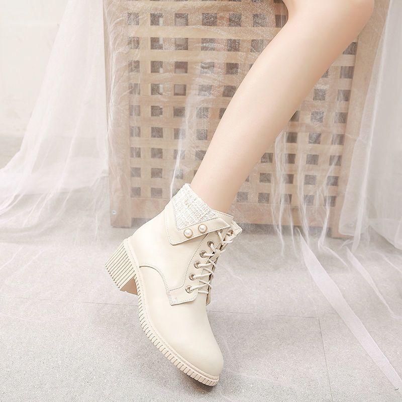 Xiaoxiangfeng short boots women's autumn and winter 2025 new Korean version high-heeled women's boots versatile Martin boots thick and single boots