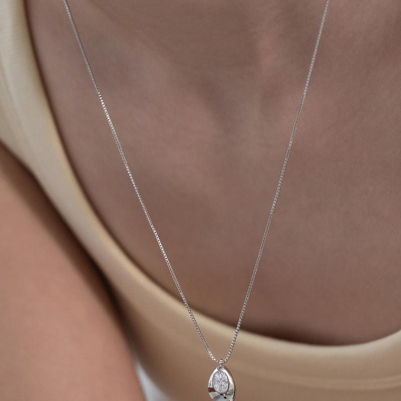 TATIANA (925 Silver) Lit Pebble Long Necklace NZ2463