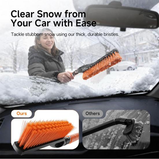 27'' Snow Brush And Ice Scrapers For Car Windshield [One-Wipe Clean] Detachable Snow Brush For Car With Ergonomic Foam Grip For Cars, Trucks, SUVs