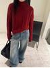 European High-End Women's Thick Ribbed Turtleneck Sweater - Loose Fit, Short, Autumn/Winter Knitwear