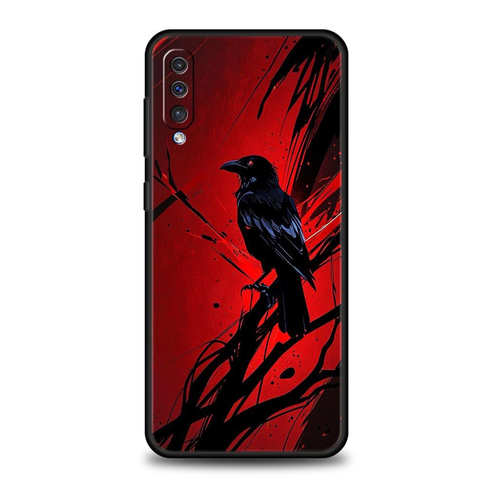 Black Raven Phone Case for Samsung Galaxy A56 A36 A26 A16 A34 A24 A42 A22 A20 A12 A40 A30 A10 5G Soft TPU Cover Shell Fundas Bag