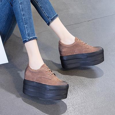 Pantofi sport de damă super înalți cu toc super înalt cu talpă groasă, 10 cm, din piele naturală, cu talpă groasă, sport de agrement, super înalți, mărimi 34-39