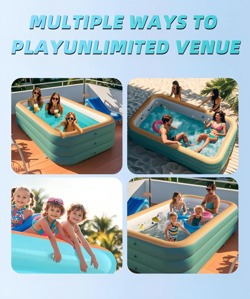 Inflatable Swimming Pool Outdoor PVC Bathtub Garden Thickening Swimming Pool for Adults Kids Summer Water Party Backyard Garden